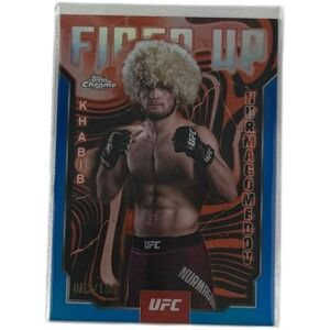 2025 Topps Chrome UFC Khabib Nurmagomedov Fired Up Blue #62/150 Card